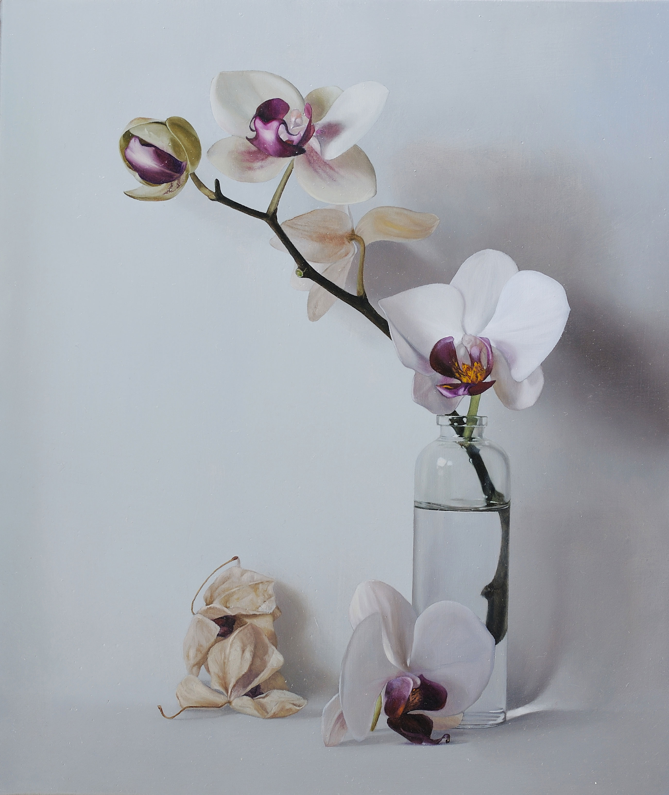 Expressed through Objects|借物抒情作品-Blossoms Bloom and Fade|花開.花落|,Oil on linen mounted on
								panel|油彩木板裱麻,27 x 22 cm|2010